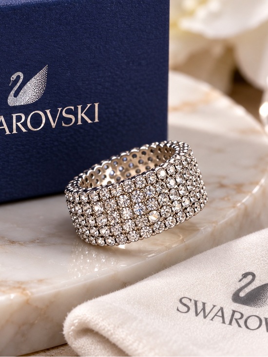 Swarovski Jewelry - Swarovski Silver Crystal Pavé Multi-Row Band Ring